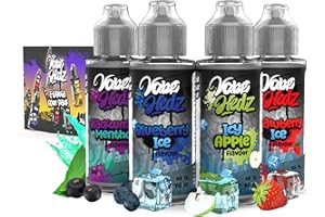 VAPE HEDZ Vape Juice No Nicotine – Four Pack Fruit E Liquid - 100 ml E Juice - Vape Fluid 70/30 Ratio - Vape Kit Gift for Men and Women - 400 ml Short Fill E Cigarette Vape Liquid - No Tar Or Tobacco