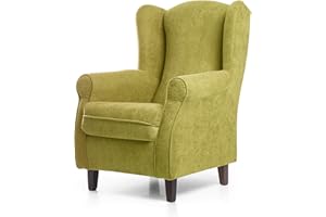 SUENOSZZZ-ESPECIALISTAS DEL DESCANSO SUEÑOS ZZZ - Sillón Irene, sillón orejero de Lactancia tapizado en Tela Anti Manchas Color Pistacho, sillón butaca para Dormitorio, salón o habitación de bebé