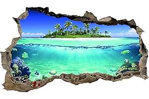 FINEST FOLIA Sticker mural, 3D, pour chambre à coucher ou salon, motif de villes et paysage, h x l : 60 x 100 cm, (WL56 ligne d'eau)