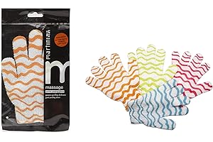 martini SPA - Massage Color - Guanto esfoliante corpo in filato sintetico, nylon, forma 5 dita, TAGLIA UNICA, colore casuale (verde/azzurro/rosa/arancione), 15g, 1 unità