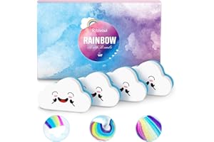 Bomba da Bagno Arcobaleno, 4x132g Set Bolle da Bagno XXL, Ribivaul Bath Bomb Bambino, Regalo Fatto a Mano per Moglie, Mamma, Fidanzata per Compleanno Anniversario, Halloween, Thanksgiving, Natale