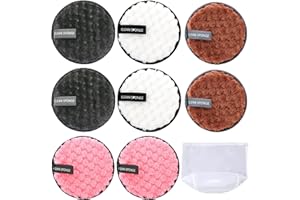 MEETTIKEY Paquete De 8 algodones desmaquillantes Lavables, Esponjas De AlgodóN OrgáNico Desmaquillante, Con bolsa de limpieza, Limpieza de doble cara, Reutilizable, Para Desmaquillador De Limpieza Facial