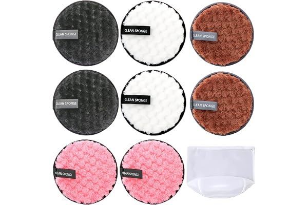 8 Pcs coton demaquillant lavable, éPonges En Coton DéMaquillant Bio, Avec sac de nettoyage, BoufféEs Nettoyantes Double Face RéUtilisables Pour DéMaquillant, Traitement Nettoyant Pour Le Visage