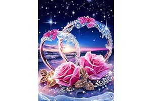 YZDZSW Diamond Art Kits, DIY 5D Diamond Arts Painting Kits, Diamond Crystal Painting Art Kits, Full Drill Diamond Paint by Numbers for Home Wall Decoration Gift 30x40cm (Rose Beach Ring)
