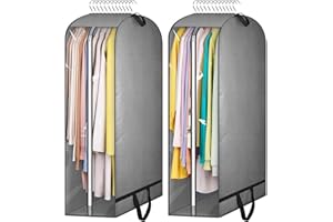 HAHAGO Kleiderschutzhülle,2 Stück kleidersack, kleidersäcke mit reißverschluss 110x60x25cm, kleidersack anzug, Anzugtasche für Reisen Aufbewahrung Kleiderhülle, Atmungsaktive Kleidersäcke, Grau