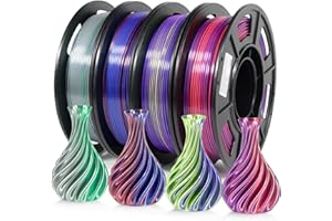 IEMAI Filamento PLA 1.75mm, PLA Filamento Stampante 3D, Dual Color PLA Rosso&Blu/Verde&Argento/Rosso&Viola/Giallo&Viola, PLA Filament 1.75, Filament PLA 250g x 4
