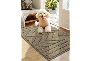 Biscpro Tapis Chien, Couverture pour Animaux, pour Chat, 50 x 80 cm,Lavable en Machine, Antidérapant,Moelleux,pour Chien, Entrée, Porte et Couloir -Light Taupe