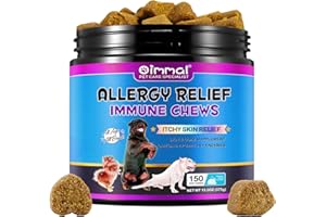 Yecuce Itchy Dog Skin Relief,Anti Itch Dog Treats,150 counts Allergy Relief for Dogs,Itch Skin Relief Soft Chews,Omega 3-Enzymes,Improved Immune Support&Seasonal Allergies,Perking Duck Flavor