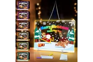 DONCIETY LED Note Board mit Farben, 22.5x35 cm LED Zeichenbrett, Lumi Board, mit Lichthalter 7 bunte Stifte Acryl Message Board für Raum, Büro, Schule, Zuhause, Festivalgeschenk