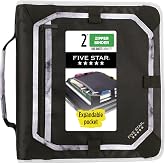 Five Star Fermuarlı Cilt, Genişleme Paneli ve Genişleyen Dosyalı 5 İn&ccedil; 3 Halkalı Klas&ouml;r, 580 Sayfa Kapasitesi, Siyah/Gri (290