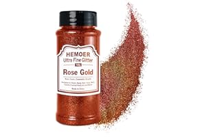 HEMOER Ultra Fine Glitter Powder, 5oz /140g Metallic Resin Crafts Cosmetic Glitter for Hair Face Body Eye Nail Art Festival, Epoxy, Tumblers, Candle, Painting Arts Decoration - Rose Gold