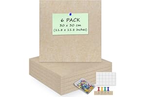 ANLIOTE 6 Pack Felt Board Tiles for Wall with 60 Push Pins, 30 x 30cm Pin Display Notice Board with Removable Adhesive Tabs, Cork Felt Panels Squares Bulletin Board for Photos, Pictures, Memos (Beige)