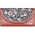 ZOUK Kyra Flap Wallet for Women | Stylish Purse with 12 Card Slots, Coin Pouch & Cash Compartments | Organizer for Women | Fits Phones up to 6.7” | Big Size| Chittoor Blue Kalamkari
