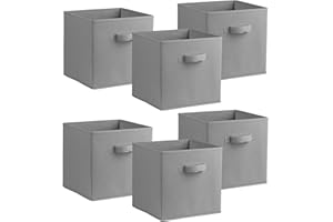SIMPA Urban Living Multi Purpose 31cm Cubic Storage Box Collapsible Organiser Storage Cube Basket Bin for Clothes, Toys, Books, DVDs, Bedding, Towels and More... (Grey x6)