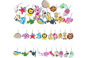 NHDDGR 40 Pezzi Gadget Compleanno Bambini Gommi Portachiavi Animali Set Silicone Porta Chiavi Regalini Fine Festa Bomboniera Regalino Divertenti Cartoni Animati Riempitivi Sacchetti Regalo Bambina Bambino