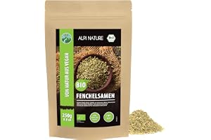 Alpi Nature Fänkålsfrön BIO 250g, Ekologiska Hela Fänkålsfrön för Matlagning, Kryddblandningar och Te