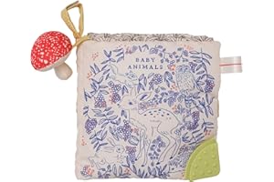 Manhattan Toy 161210 Deer One Soft Activity Crinkle Book & Fold Out Pat Mat for Baby and Toddler with Squeaker, Discovery Mirror and Teether, Multicolour,Medium