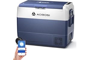 AAOBOSI Car Fridge 60L, Camping Fridge WIFI APP Control, -20°C-20°C Portable Freezer 12/24V DC and 100-240V AC for Campervan, Driving, Travel, RV, Outdoor, Picnic, Single Zone