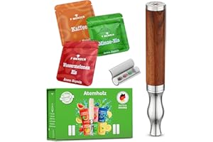 F.MERZCA® Atemkette Rauchentwöhnung Silber – Premium Zigarettenersatz & Rauchfrei Hilfsmittel mit echtem Widerstand & Geschmack Filter (Wassermelone, Minze, Kaffee) – Gesunde & stilvolle Alternative
