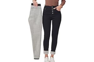 Fakanhui Leggings da donna foderati in pile, invernali, termici, Jeggings