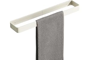 SAYAYO Porte Serviette Mural sans Perçage pour Salle de Bain, Support Serviette Adhésif en Aluminium pour Cuisine Baignoire Lavabo, Blamc 40CM, EGYS24030-400-3M-W