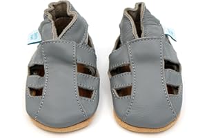Dotty Fish Unisex Baby & Kids Leather Sandals – Barefoot, Non-Slip Sole, Podiatrist Recommended, Breathable, British Brand. Summer Shoes for Boys & Girls. 0-6 Months - 4-5 Years - 7 Designs