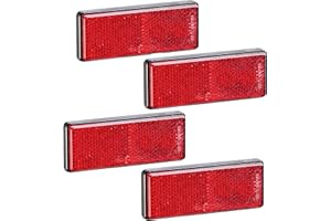 AGRISHOP 4Pezzi Catarifrangenti Riflettore Rettangolari Rosso E4,Catarifrangente Autoadesivo Rettangolare Posteriore Rimorchio,Autoadesiva Riflettori Posteriori per Caravan（Rettangolari-Rosso-4Pezzi）