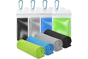 VAKKI Cooling Towel 4 Pack B (40"x12"), Ice Cold Sports Sweat Towels for Coolings Scarf Neck,Forehead, Wristband, Bandana, Stay Cool from Over Heating During Sport and Exercise