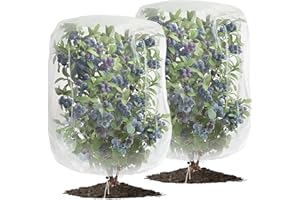 OAHAO 2 Pack Insect Bird Barrier Netting Mesh with Drawstring,Garden Bug Netting Plant Cover,Tomato Protective Cover Fruits Tree Blueberry Bush Netting Cover Bag Protection for Vegetables(0.8 * 1m)