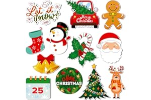 FIADA 12 Imanes de Nevera de Navidad Vacaciones Imanes de Calcetín Árbol de Navidad de Invierno para Armario Frigorífico Decoración Escolar Hogar (Estilo de Papá Noel)