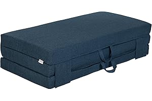Fun!ture Double Foldable Z Bed Mattress | Indoor Portable Folding Sofa Bed | For Living Room & Bedroom | Great For Sleepover & Guests | Soft & Comfy Futon Set With Carry Handles (Midnight)