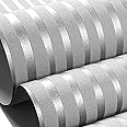 Baketron Grey Silver Wallpaper 3D Embossed Wallpaper Feature Striped Wall Paper Roll Adults Boys Wallpaper for Bedroom Living Room TV Background Hallway and Stairs