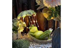 lifemet Solar Outdoor Garden Decoration - Lazy Frog Animal Statue, IP65 Rated Waterproof Mini Pond Decorations, Resin Fairytale Art Ornament, Garden Gift for Family/Friends/Colleagues