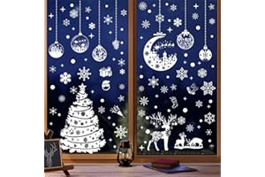 Wybtbm Pegatinas Navidad Ventanas Cristal, Decoracion Navidad, Copos de Nieve Pegatinas Navideñas, Hogar Vidrio Reutilizable Vinilos para Ventanas Cristales Puertas Adornos de Navidad 287pcs
