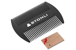 STONLI Metal Beard & Moustache Comb for Men – Compact Credit Card Size, Pocket-Friendly, Lightweight 31.4g (Black)