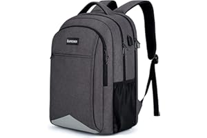 Lumesner Travel Laptop Backpack with USB Charging Port; 15.6 Inch Anti Theft Business Backpack for Men & Women; Water Resistant Computer Rucksack for School/Work/Travel