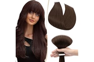 SEGO Extension Adesive Capelli Veri Biadesivo Tape Biadesive Remy Human Hair 20g 35cm - 10 Ciocche/set senza Clip #4 Castano Medio
