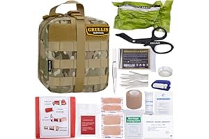Grullin 56 PCS Trousse de premiers soins en traumatologie grullin ifak, trousse de premiers soins en mole tactique, molle Outdoor camping, trekking and Hunting Emergency Equipment (CP Camo)