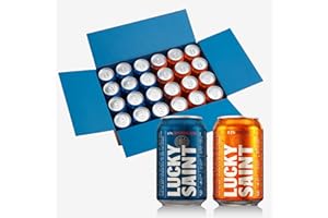 LUCKY SAINT Non Alcoholic Beer - Lager & IPA Mixed Pack, Case of 24 x 330ml, 0.5% ABV, Vegan, Low Calories, No Sugar, Only Natural Ingredients, No Flavourings