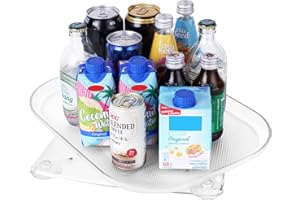 Mabecol Vassoio Girevole Frigo Organizer Frigorifero, Contenitore Girevole Trasparenti Rettangolare Frigo Piatto Girevole del Frigorifero Portaspezie Girevole