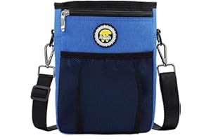 FTTOUUY Sac Friandise pour Chien, Pochette pour Chien de Dressage avec Bandoulière Réglable, Sac de Dressage de Friandises pour Friandises, Jouets pour Animaux de Compagnie et Accessoires de Dressage(Azur)