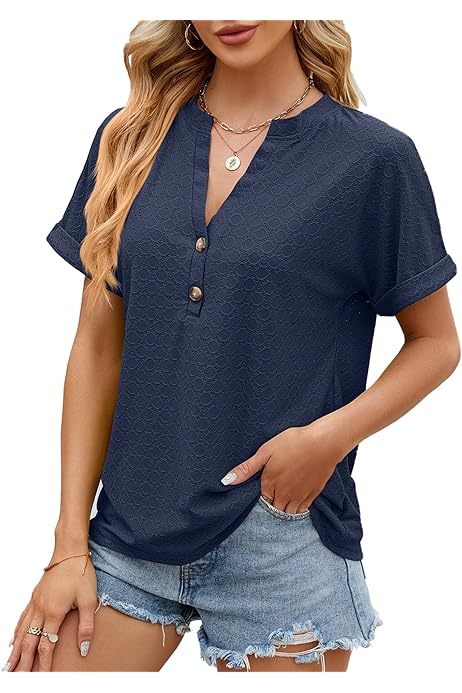 Blusas Mujer Verano Blusa Mujer Manga Corta GRMLRPT Algodón Con