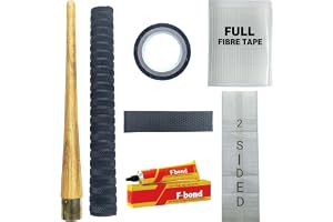 Rai & Gen 6-in-1 Bat Maintenance Combo Kit - Grip Cone, Bat Grip, Toe Guard, Bat Tape, Adhesive, 1 Pices Full Fibre & 1 Pices 2-Sided Fiber Tape Sheet for Anti-Scuff & Anti-Crack Protection (Black)