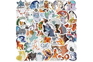 TACOMEXI 50PCS Cat Warriors Cartoon Animals Stickers for Laptop Luggage Snowboard Bicycle Skateboard Stickers for Kids Teenagers Adult Cartoon Stickers