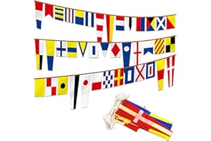 Ensemble de 40 drapeaux de code de signal maritime international Anley-Bannières de pennon de à thème naval de 40 pieds de long pour la maison/bateau/navire-Drapeau individuel de 5,5"x18" ou 5,5"x9"