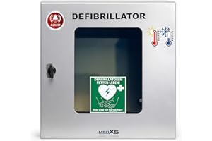 ‎MEDX5 MedX5 Universal Defibrillator AED Außenwandkasten beheizt, Wandschrank klimatisiert, mit Alarmen, beleuchtet, IP55 (Staub- Spritzwasserschutz), Farbe: Grau