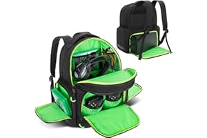 PGmoon Rucksack Kompatibel mit Xbox Serie X/S Konsole, Tasche mit Separatem Stauraum für Konsole, Headset, Controller, Mehrere Taschen für Zubehör (Patent Design)
