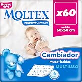 Moltex Premium Comfort - Disposable changing mat for baby (60 x 60 cm) - 60 changing mats (6 bags of 10 units) - Soft and der
