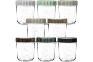 Youngever 8 Pacchi 180ML Babybols, Contenitore per Pappe Vetro, Contenitore Porta Pappe Vetro, Contenitori per Alimenti di Vetro per Bambini, 8 Colori Assortiti (Urban)