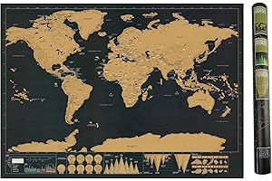 Weltkarte Rubbeln, Hillylolly Rubbel Landkarte, Scratch Map World, 42.5 x 30cm, für Reiseliebhaber